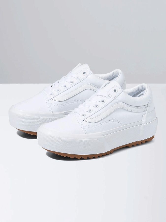 Vans Old Skool Stacked True White Shoes | (CANVAS) TRUE WHITE (L5R)