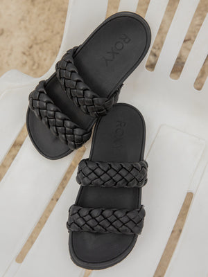 Roxy Slippy Braided Black Sandals