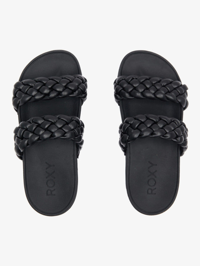 Roxy Slippy Braided Black Sandals | BLACK (BLK)