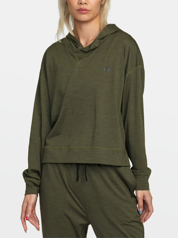 RVCA Spring 2023 VA Cable Crop Hoodie | OLIVE (OLV)