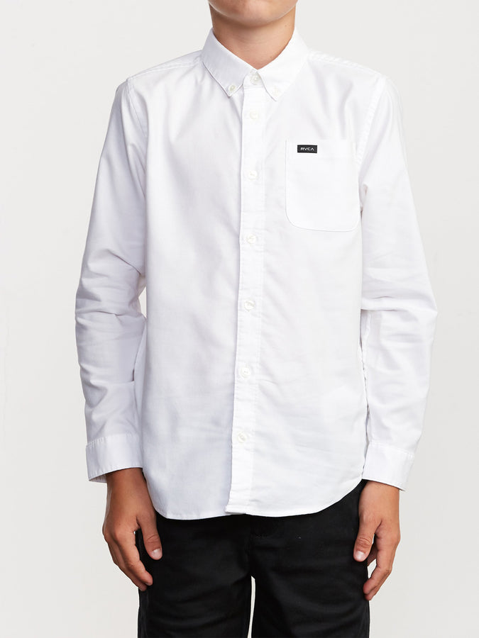 RVCA That'll Do Stretch Long Sleeve Buttondown Shirt | WHITE (WHT)