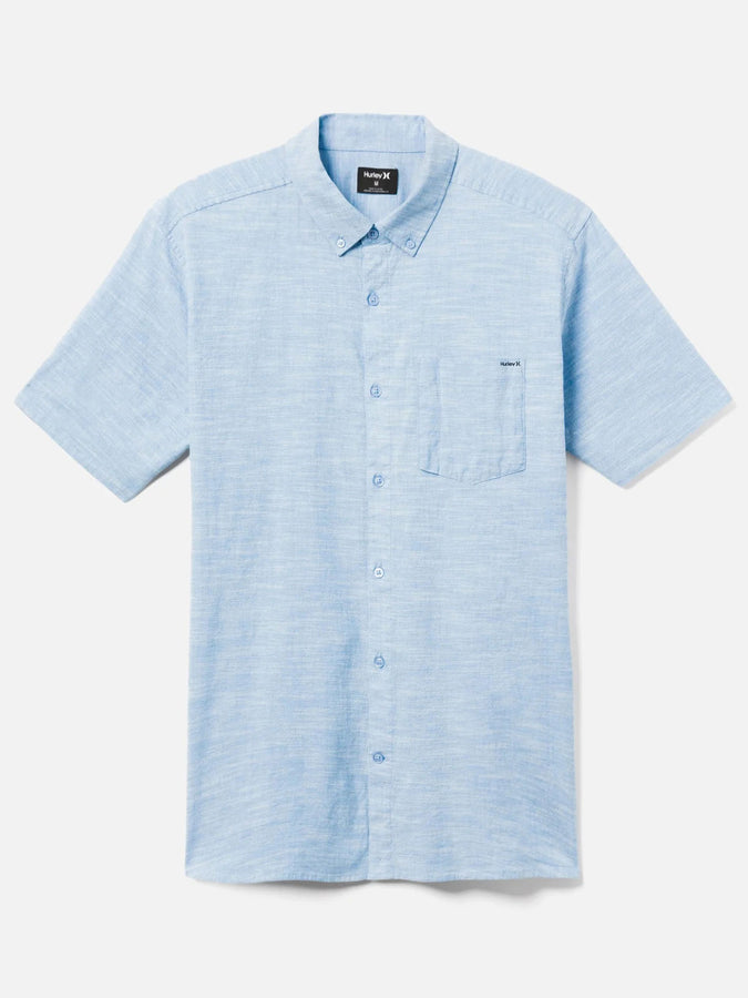 Hurley One And Only Stretch Short Sleeve Buttondown Shirt | BLUE OXFORD (H4031)