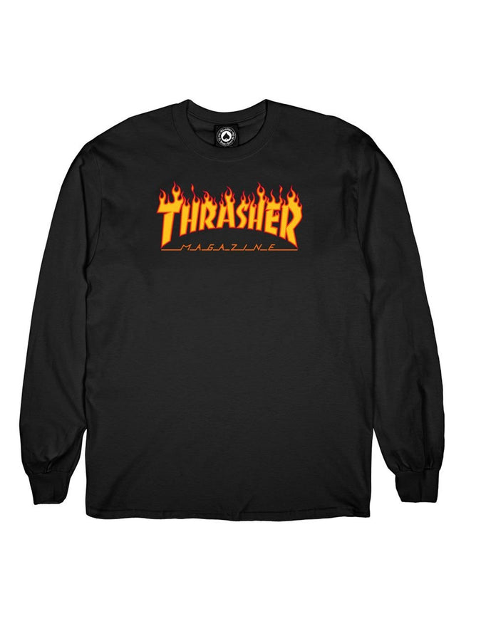 Thrasher Flame Logo Long Sleeve T-Shirt | BLACK