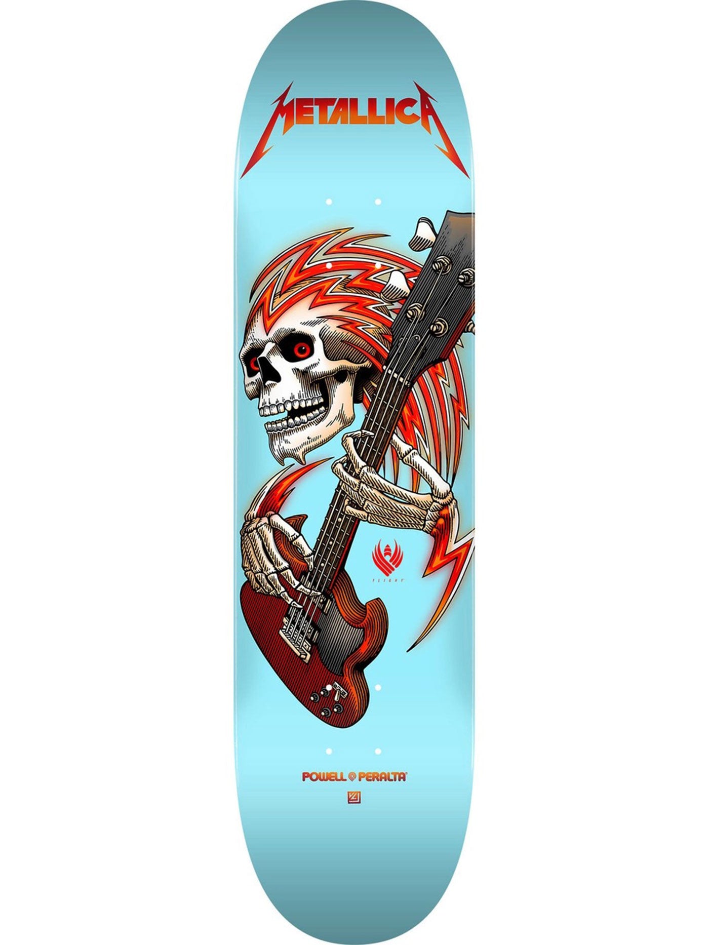 Powell x Metallica 8.5 Light Blue Flight Skateboard Deck