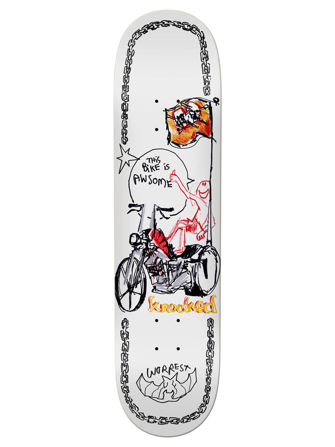Krooked Worrest Awesome Cycle 8.12 Skateboard Deck | WHITE